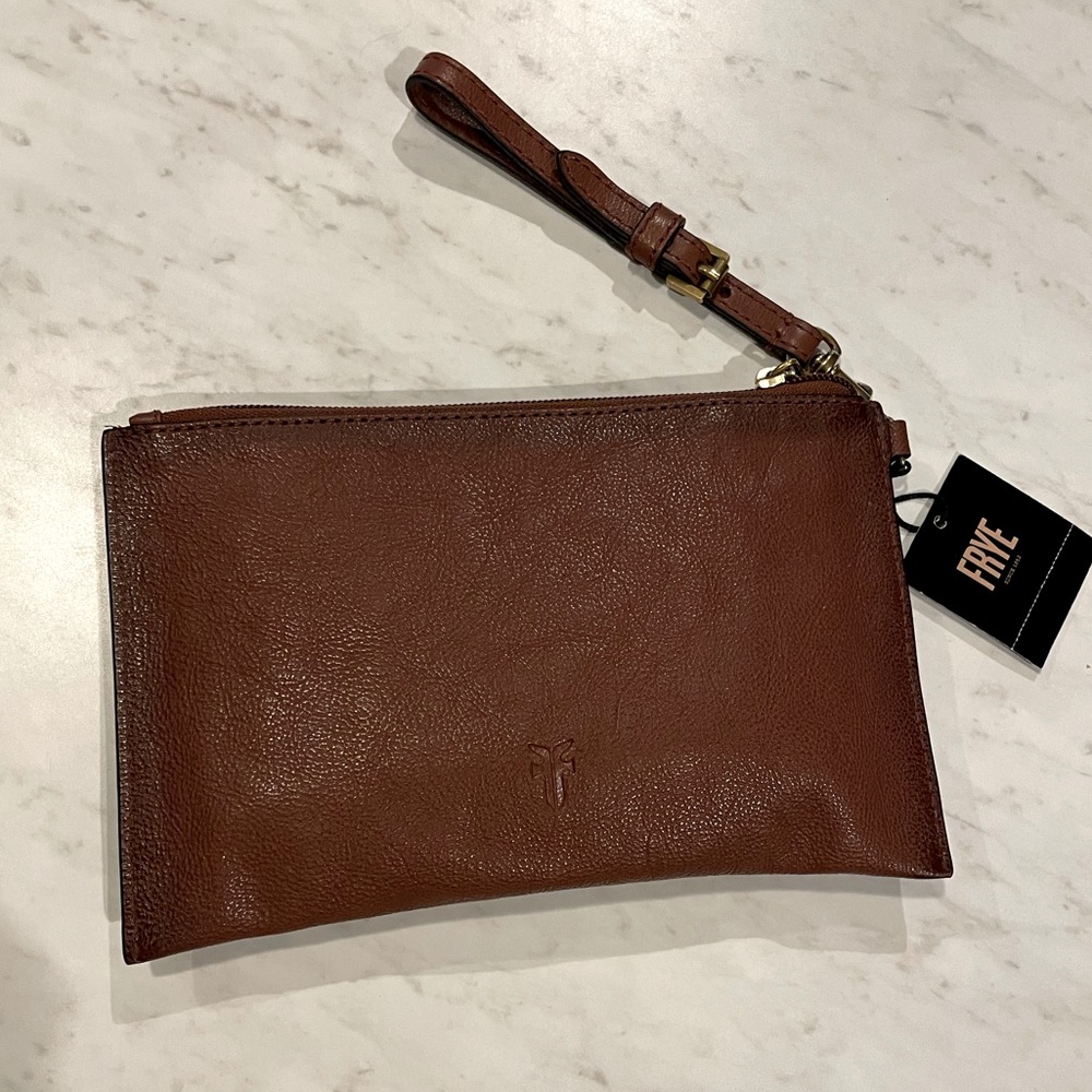 Frye Brown Leather Clutch Wristlet
